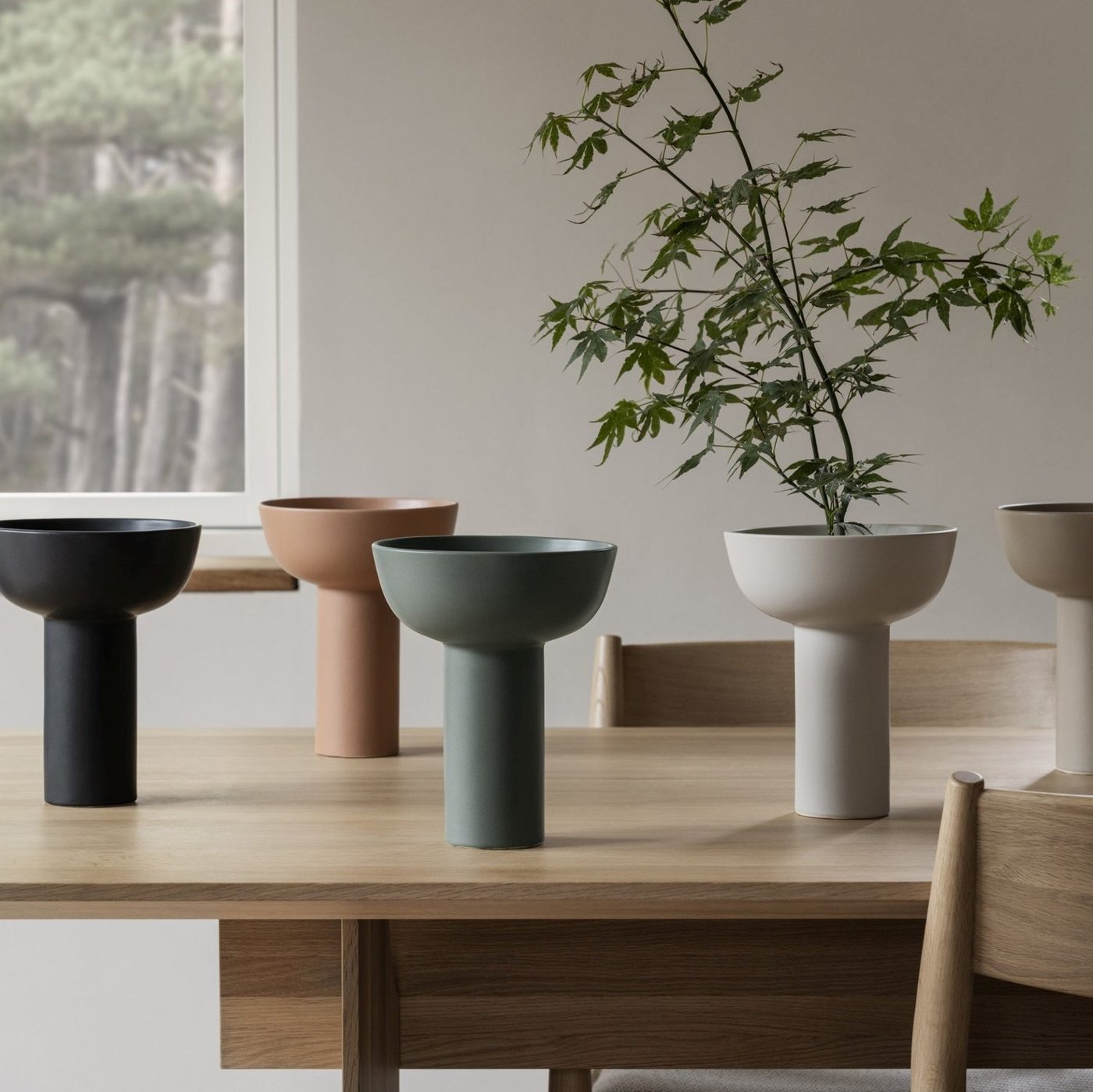 Miyabi Japanese Ikebana Ceramic Vase, Tall