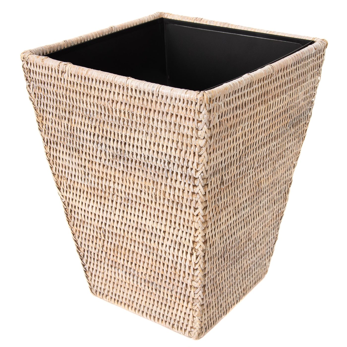ATC-BS965W Square Tapered Rattan Waste Basket in Whitewash