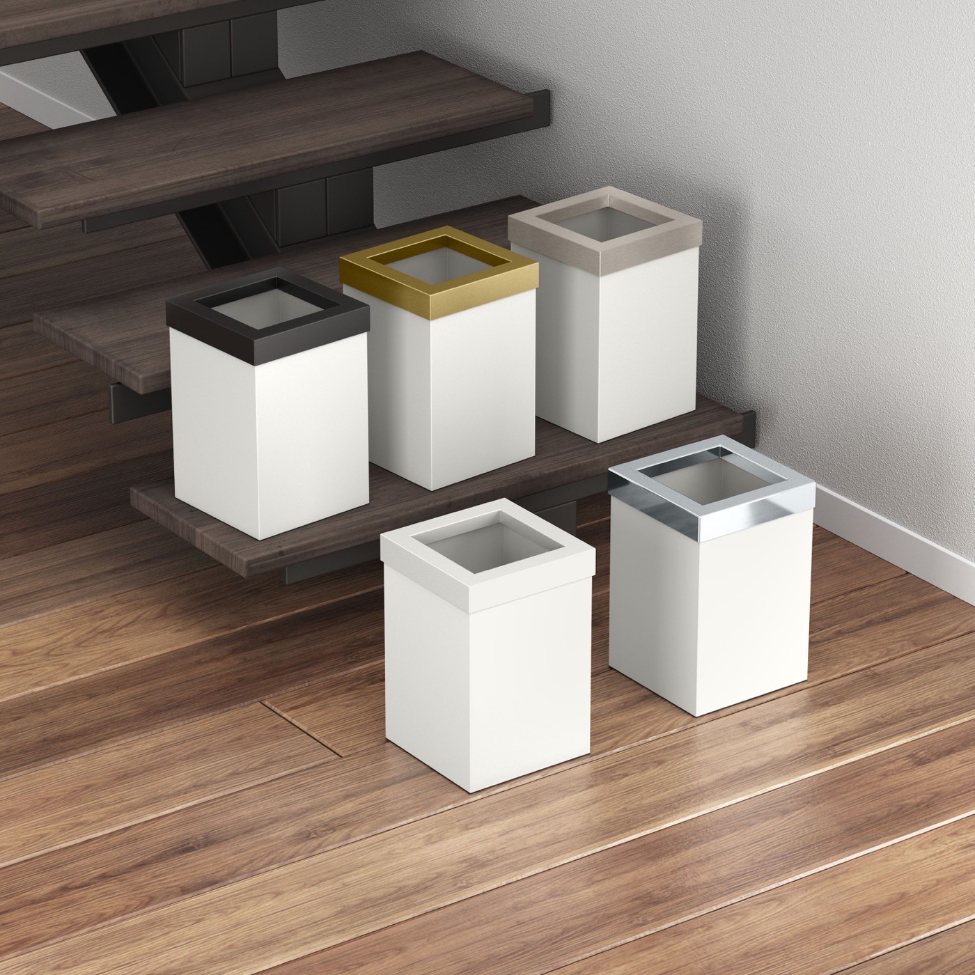 1915 Square Stainless Waste Basket