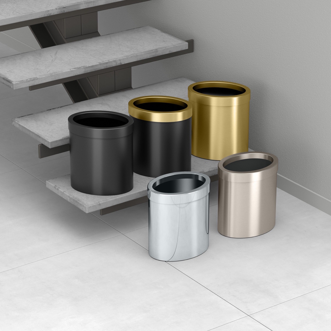 1937 Oval Stainless Waste Basket